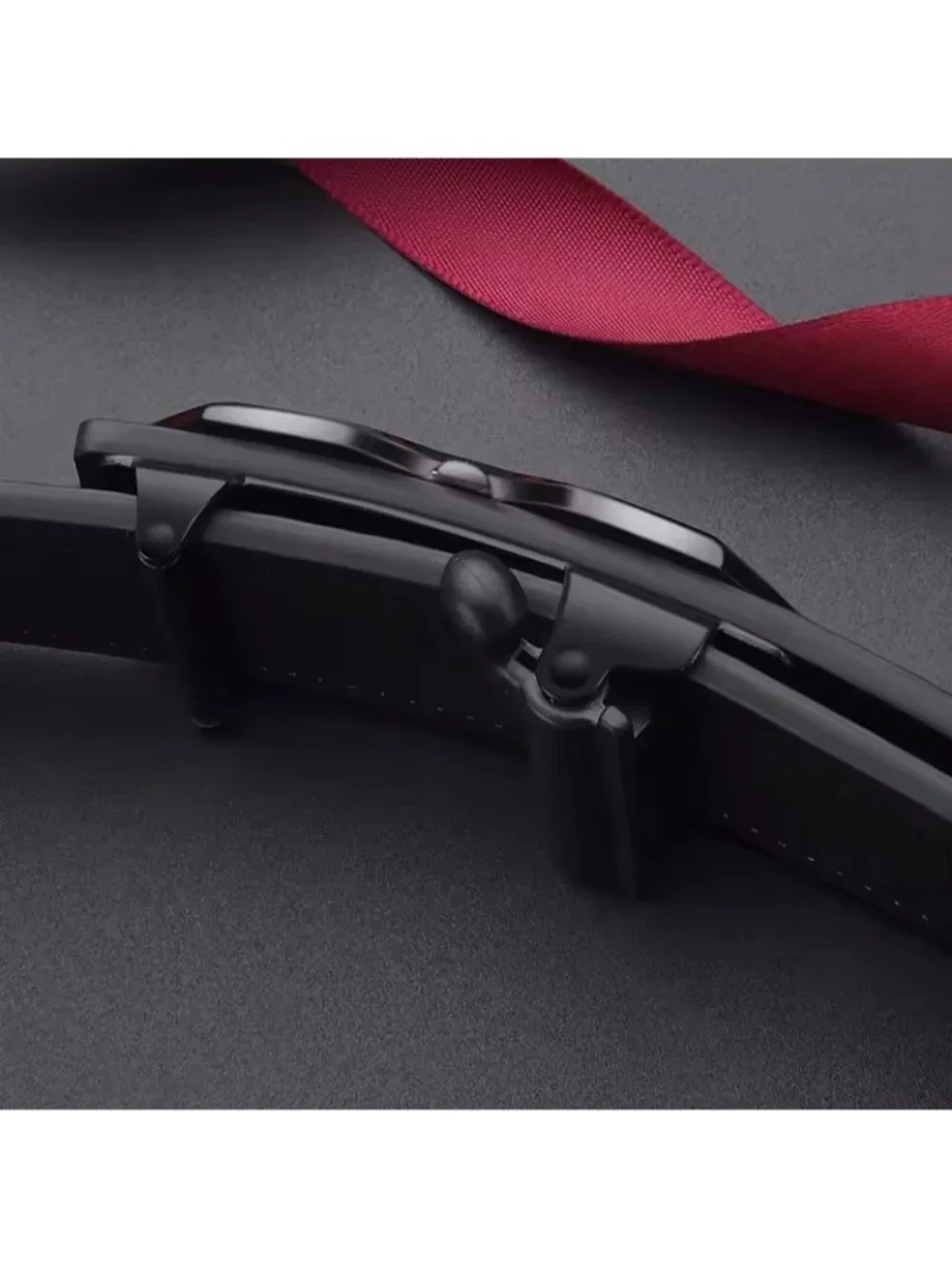 Elegant Fashion Men Belt Adjustable Black Buckle Crocodile Black Length 50.5 in